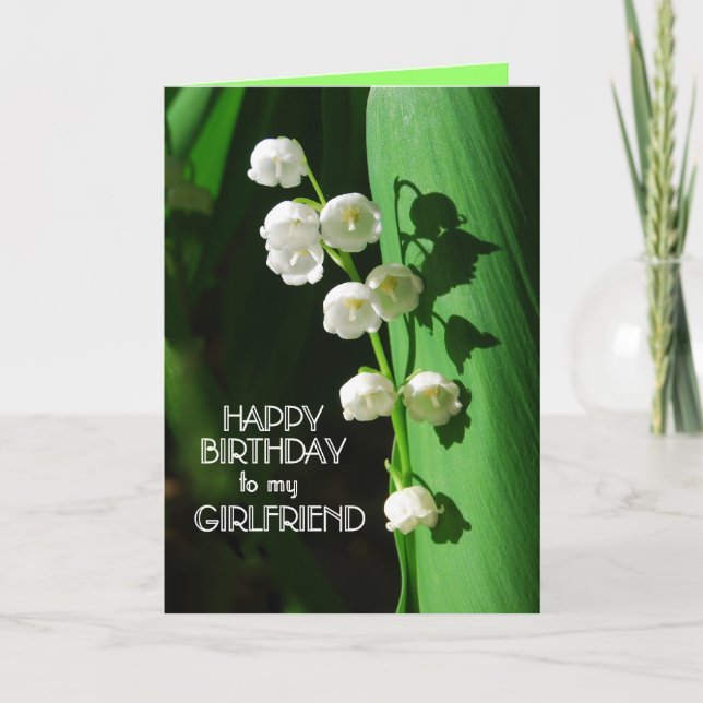 Happy Birthday Girlfriend Lily of the Valley Card (Front)