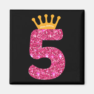Happy Birthday , Girls 5th Party 5 Years Old Bday Magnet
