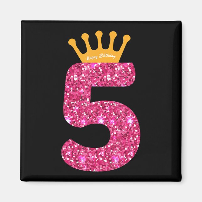 Happy Birthday , Girls 5th Party 5 Years Old Bday Magnet (Front)