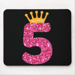 Happy Birthday , Girls 5th Party 5 Years Old Bday Mouse Mat