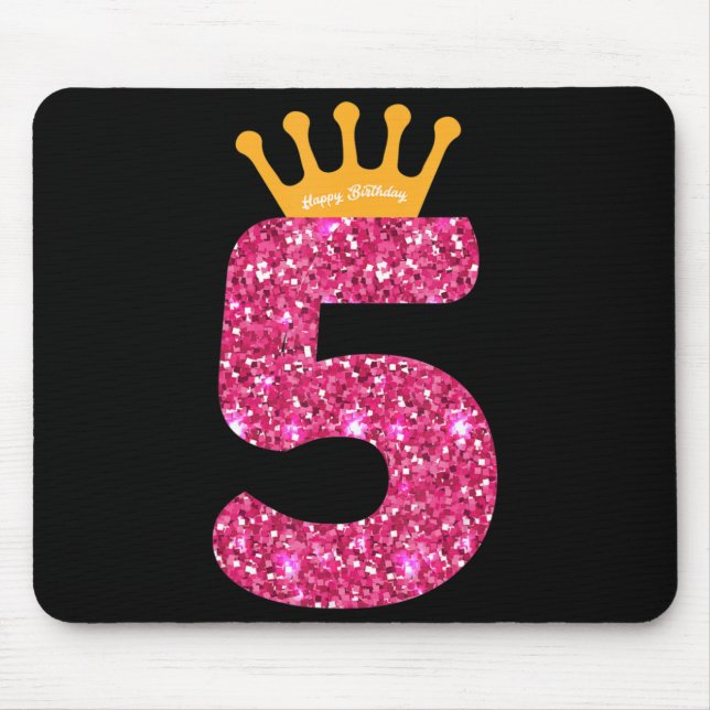 Happy Birthday , Girls 5th Party 5 Years Old Bday Mouse Mat (Front)