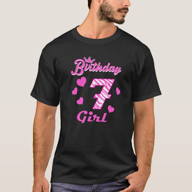 Happy Birthday Girls 7th Party 7 Years Old Bday Pr T-Shirt (Front)