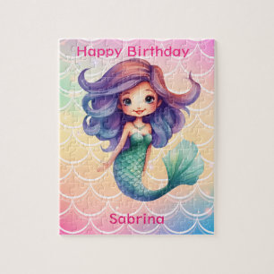 Happy Birthday Girl's mermaid Jigsaw Puzzle