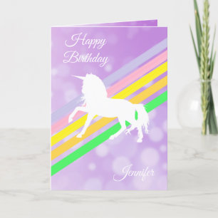 Happy Birthday Girl's Unicorn Personalised Card