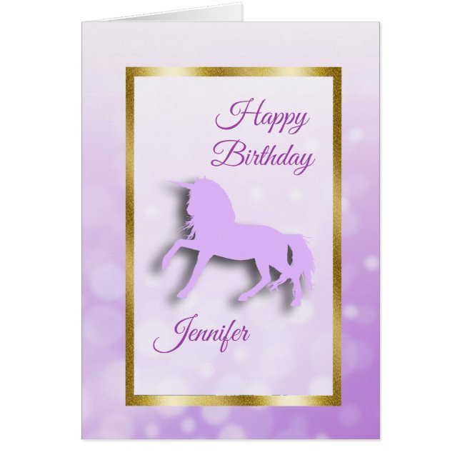 Happy Birthday Girl's Unicorn Personalized Card (Front)