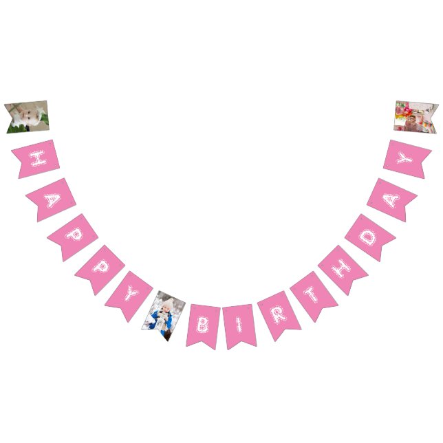 Happy Birthday Girly Daughter Photo White And Pink Bunting (All)