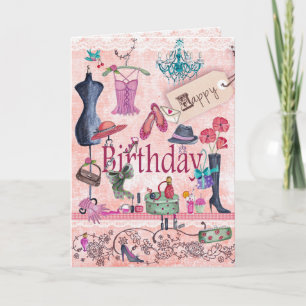 Happy Birthday Girly Stuff Greeting Card
