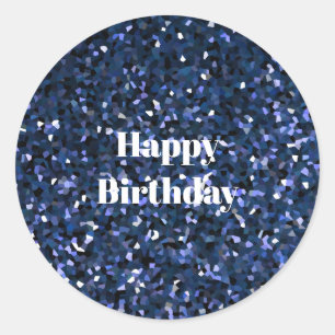 Happy Birthday Glittery Blue Boys Girls Party 2023 Classic Round Sticker