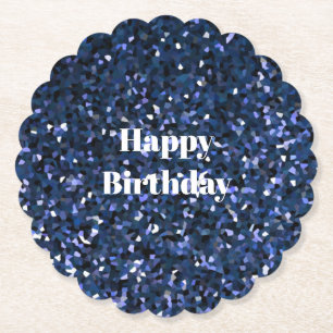 Happy Birthday Glittery Blue Boys Girls Party Cool Paper Coaster