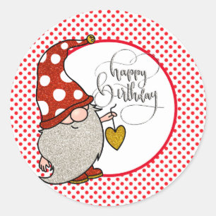 Happy Birthday Gnome  Classic Round Sticker