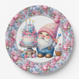 Happy Birthday Gnome Paper Plate