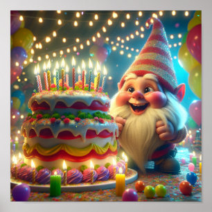 Happy  Birthday Gnome Poster