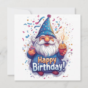 Happy Birthday Gnome: Whimsical Birthday Design Holiday Card