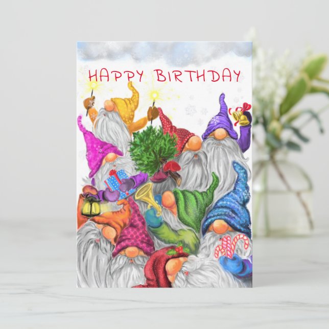 Happy Birthday - Gnomes Birthday Celebration - Fun (Standing Front)