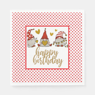 Happy Birthday Gnomes Napkin