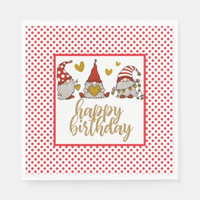 Happy Birthday Gnomes Napkin (Front)