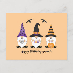 Happy Birthday Gnomie Halloween Purple Orange Postcard