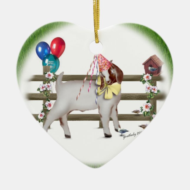 Happy Birthday Goat (Boer) Ornament (Front)