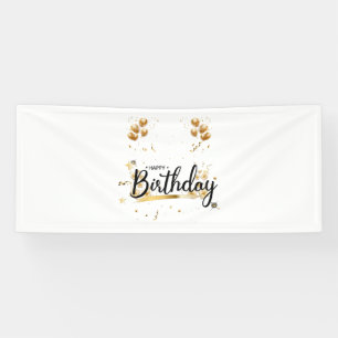 Happy Birthday Gold 2.5x6 Vinyl Banner