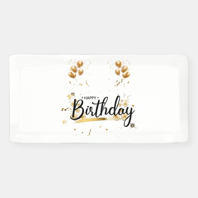 Happy Birthday Gold 2x1 Vinyl Banner (Horizontal)