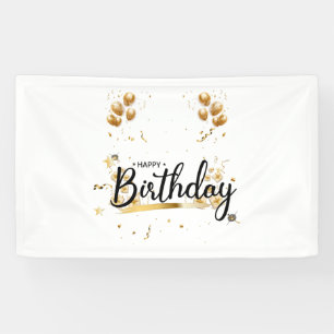 Happy Birthday Gold 3x5 Vinyl Banner