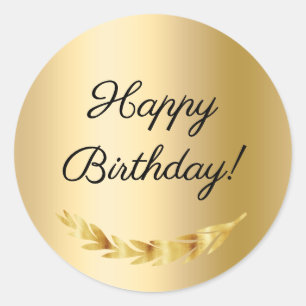 Happy Birthday Gold decor Classic Round Sticker