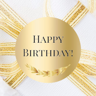 Happy Birthday Gold decor Classic Round Sticker
