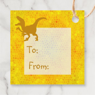 Happy Birthday Gold Dinosaur Hide Favour Tags