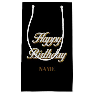 Happy Birthday Gold Elegant Typography Gift Bag