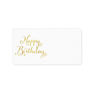 Happy Birthday Gold Faux Glitter Metallic Sequins Label