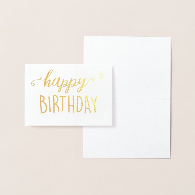 Happy Birthday Gold Foil Blank Modern Chic Simple Foil Card (Display)
