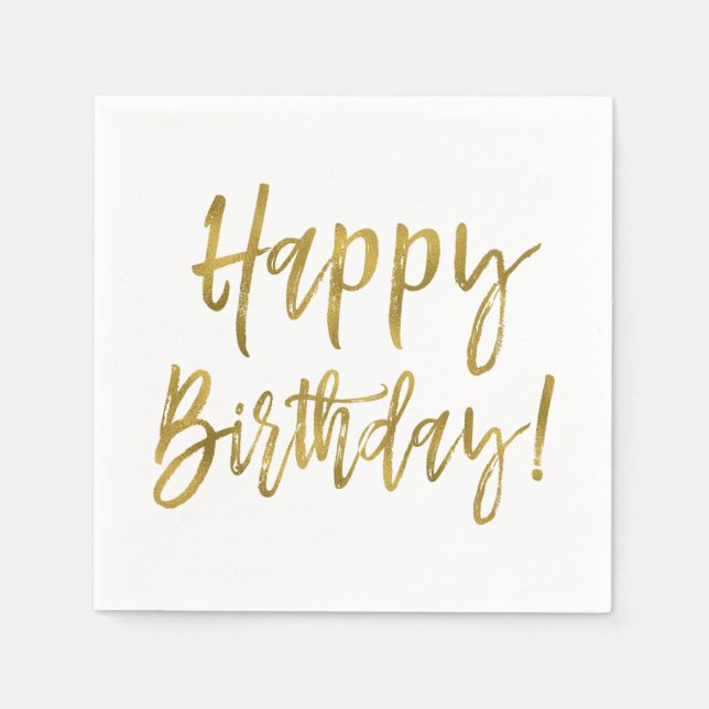 Happy Birthday Gold Foil Napkins (Front)