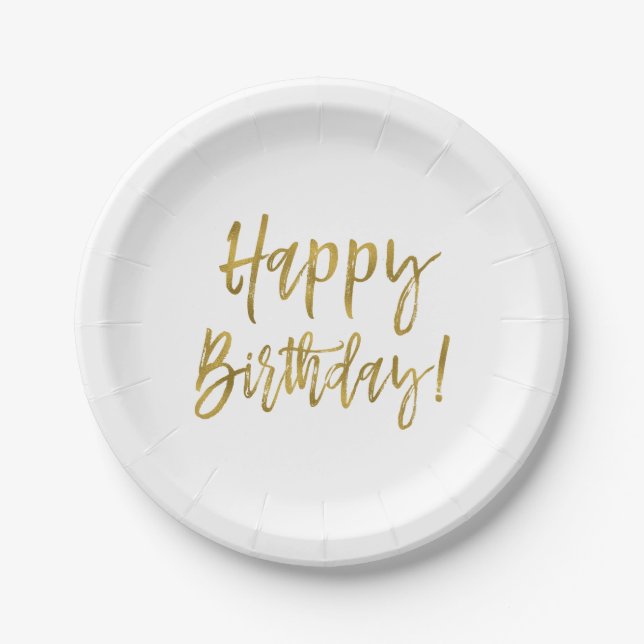 Happy Birthday Gold Foil Paper Plate (Front)