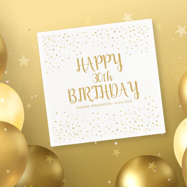 Happy Birthday Gold Glitter Any Year Custom Napkin (Creator Uploaded)