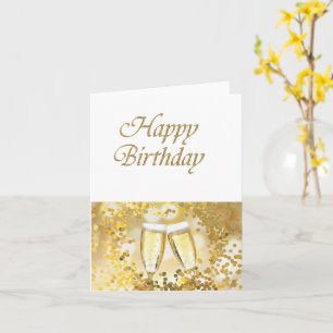 Happy Birthday Gold Glitter Design Card