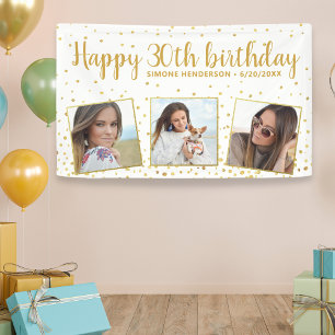 Happy Birthday Gold Glitter Photos Any Year Custom Banner