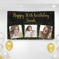 Happy Birthday Gold Glitter Photos Any Year Custom