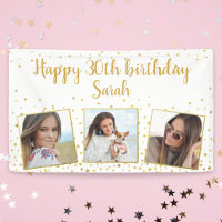 Happy Birthday Gold Glitter Photos Any Year Custom
