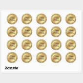 happy birthday gold glitters lights retro disco  classic round sticker (Sheet)