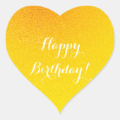 Happy Birthday gold Heart Sticker (Front)