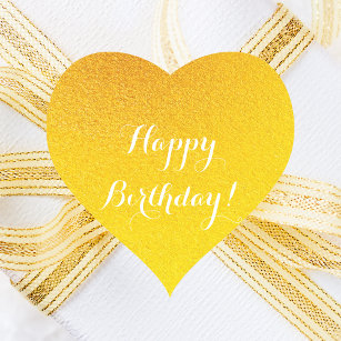 Happy Birthday gold Heart Sticker