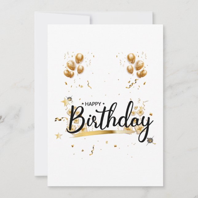 Happy Birthday Gold Invitation (Front)