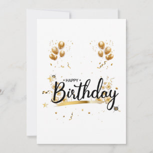 Happy Birthday Gold Invitation