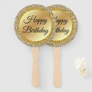 happy birthday,gold luxury backgroun classic chic hand fan
