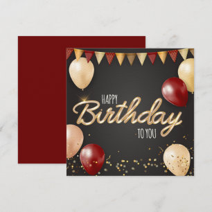 Happy Birthday Gold & Red Card