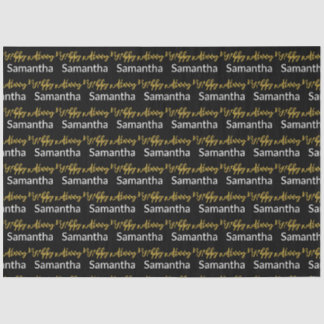 Happy Birthday Gold Script Black and White Name Tissue Paper