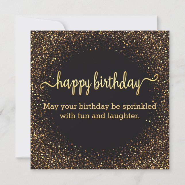 happy birthday gold sparkles and glitters card (Front)