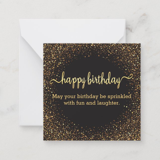 happy birthday gold sparkles and glitters card (Front)