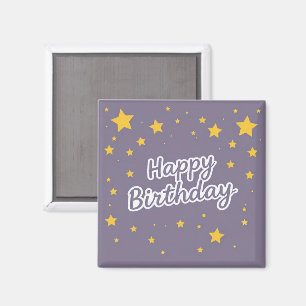 Happy Birthday Gold Stars on Blue  Magnet