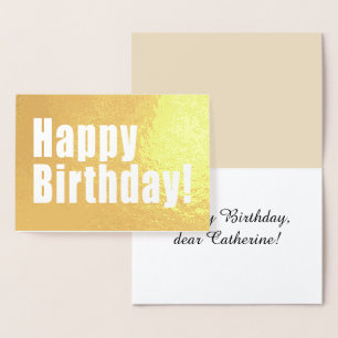 Happy Birthday Golden Decor with Custom Text Foil Card
